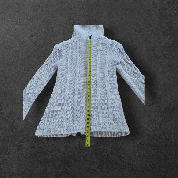 Chunky Cable Knit Hooded CARDIGAN Faux Fur Lined Sweater Tunic Length Pockets M - Picture 15 of 16